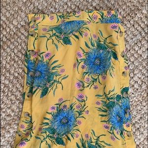 Madewell Side-Button Yellow Floral Midi Skirt Sz 0
